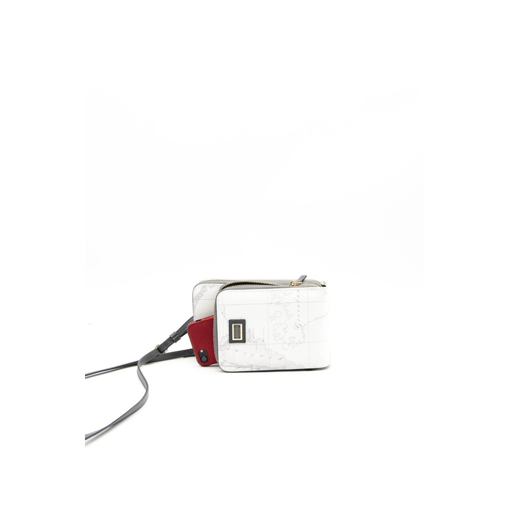 Silver Polo Λευκό Γυναικείο Πορτοφόλι & Θήκη Κάρτας/Τηλεφώνου με μοτίβο χάρτης