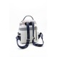 Silver Polo Λευκό-Μπλε δερματινή Γυναικείο Σακίδιο Πλάτης με μοτίβο καρό
