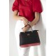 Silver Polo Μαύρη Κόκκινη Γυναικεία τσάντα χειρός με χρυσό αξεσουάρ