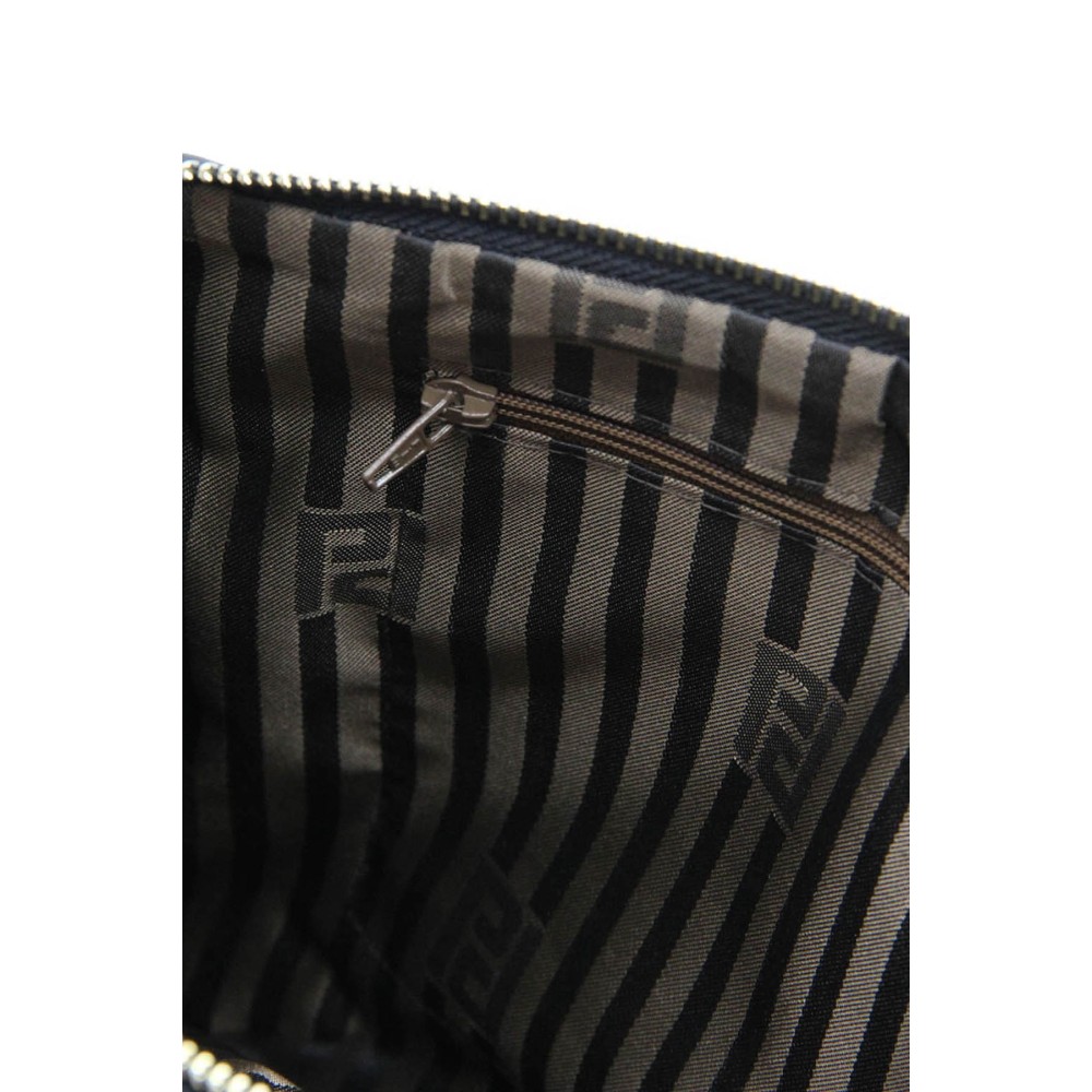 Silver Polo Μαύρη Λευκή Clutch Τσάντα μονής θήκης με μοτίβο ψάθας