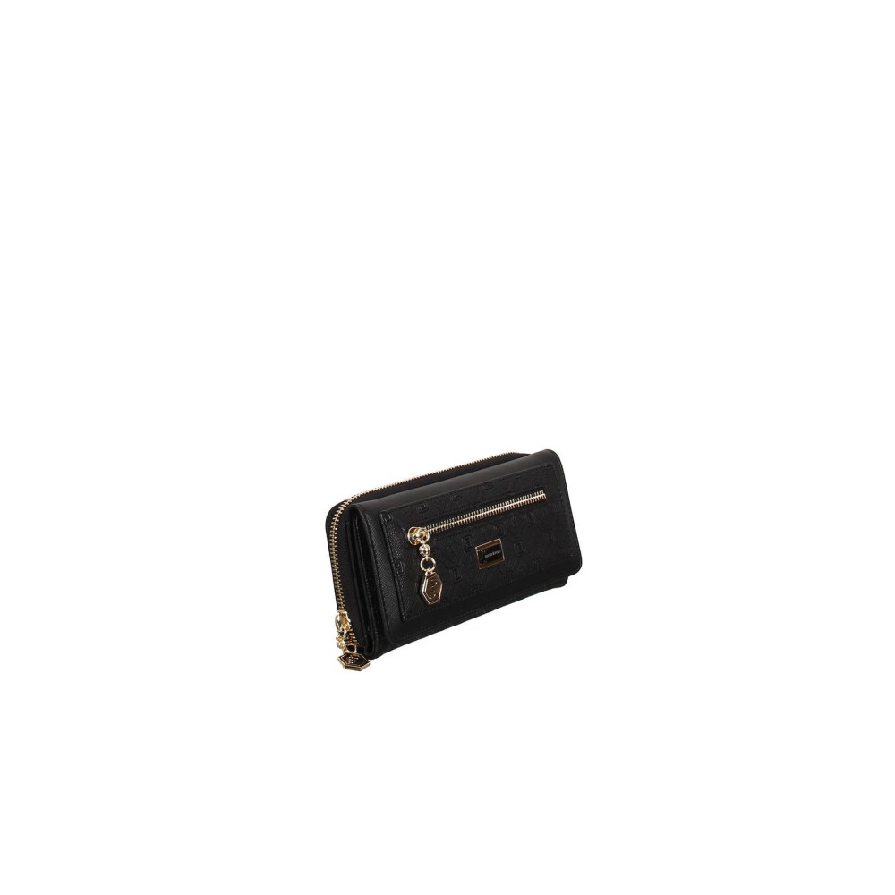 Silver Polo Μαύρο ανάγλυφο Γυναικείο Πορτοφόλι & Θήκη Κάρτας με δύο θήκες