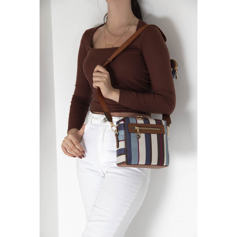 Silver Polo Mix Γυναικεία τσάντα χιαστί μονής θήκης με μικρό πορτοφόλι