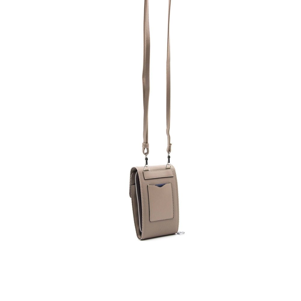 Silver Polo Μπεζ Γυναικείο Πορτοφόλι & Θήκη Κάρτας/Τηλεφώνου με λουράκι και τρεις θήκες