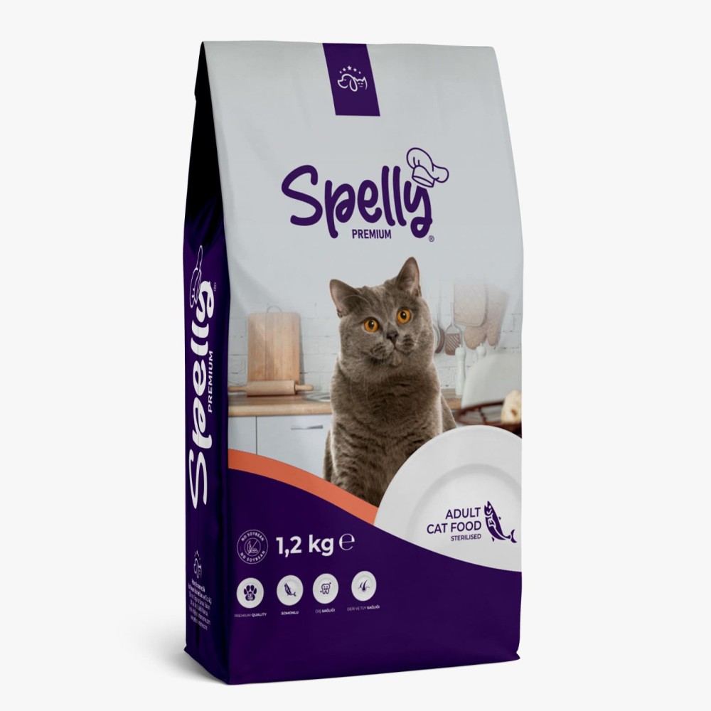 Spelly Premium Ξηρά Τροφή για Στειρωμένες Γάτες με Σολομό 1.2kg