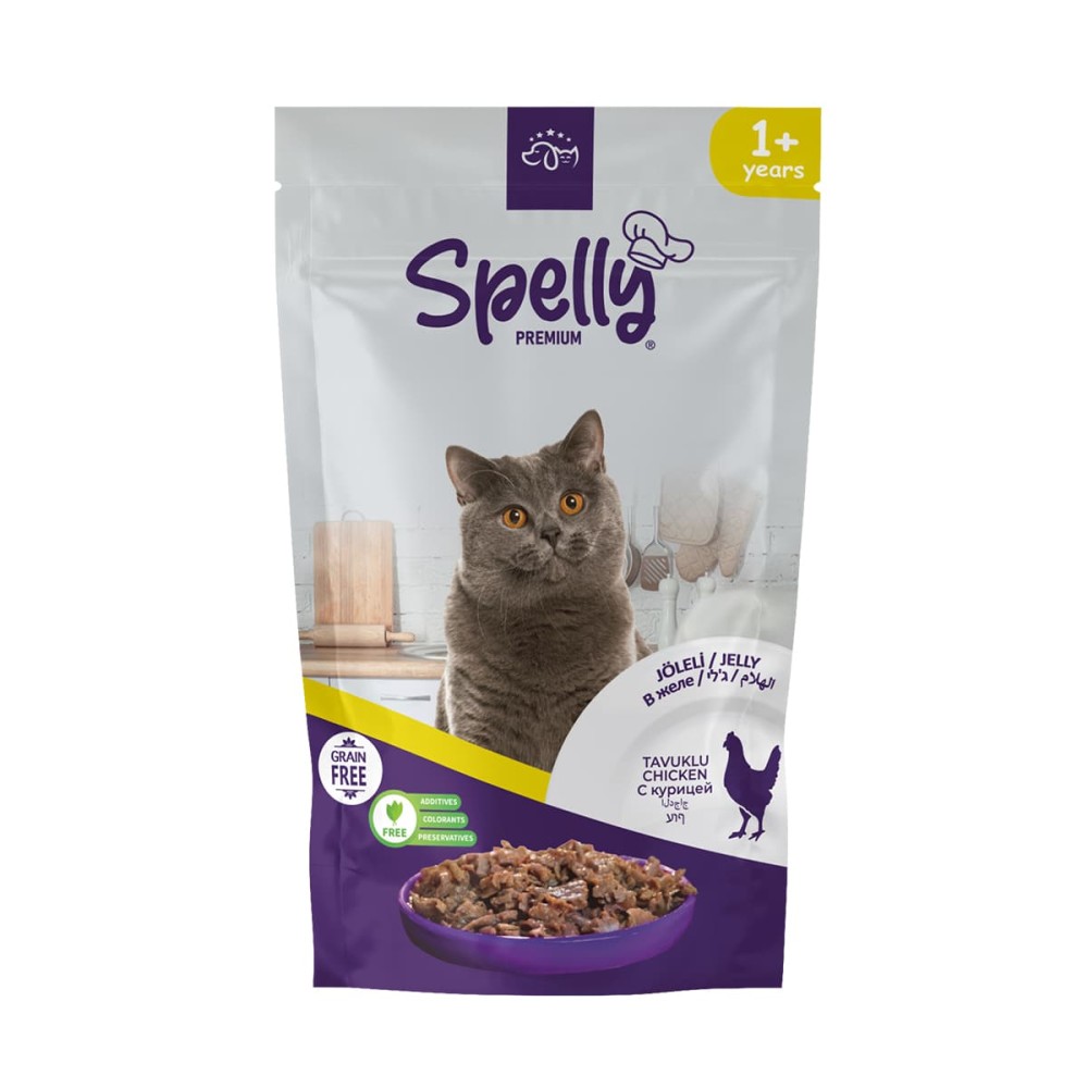 Spelly Premium Jelly Grain Free για Ενήλικες Γάτες με Κοτόπουλο σε Φακελάκι 85gr