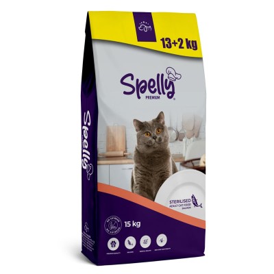 Spelly Premium Low Grain 13+2kg Ξηρά Τροφή για Στειρωμένες Γάτες με Σολομό Spelly Premium Low Grain 13+2kg Ξηρά Τροφή για Στειρωμένες Γάτες με Σολομό
