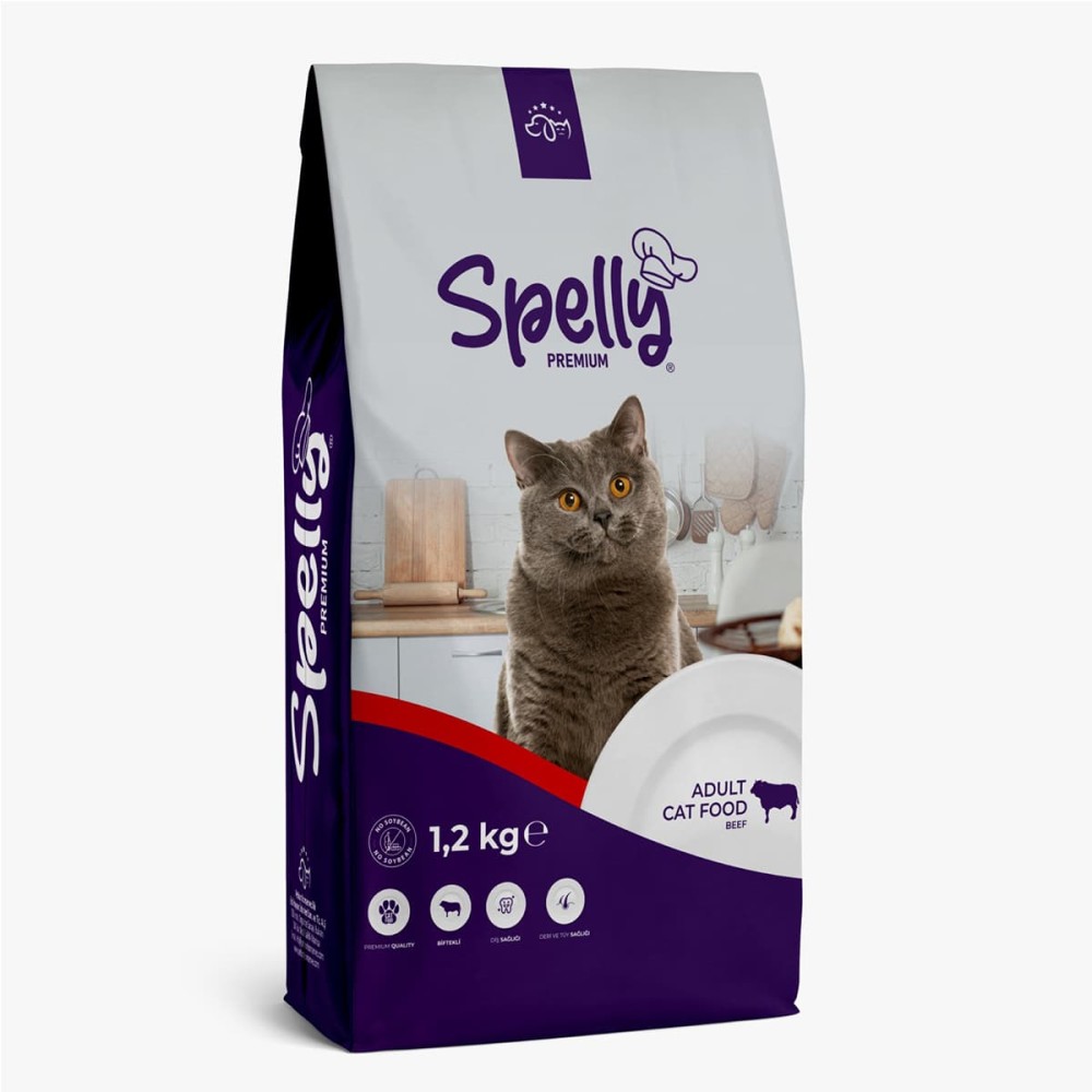 Spelly Premium Ξηρά Τροφή για Ενήλικες Γάτες με Μοσχάρι 1.2kg