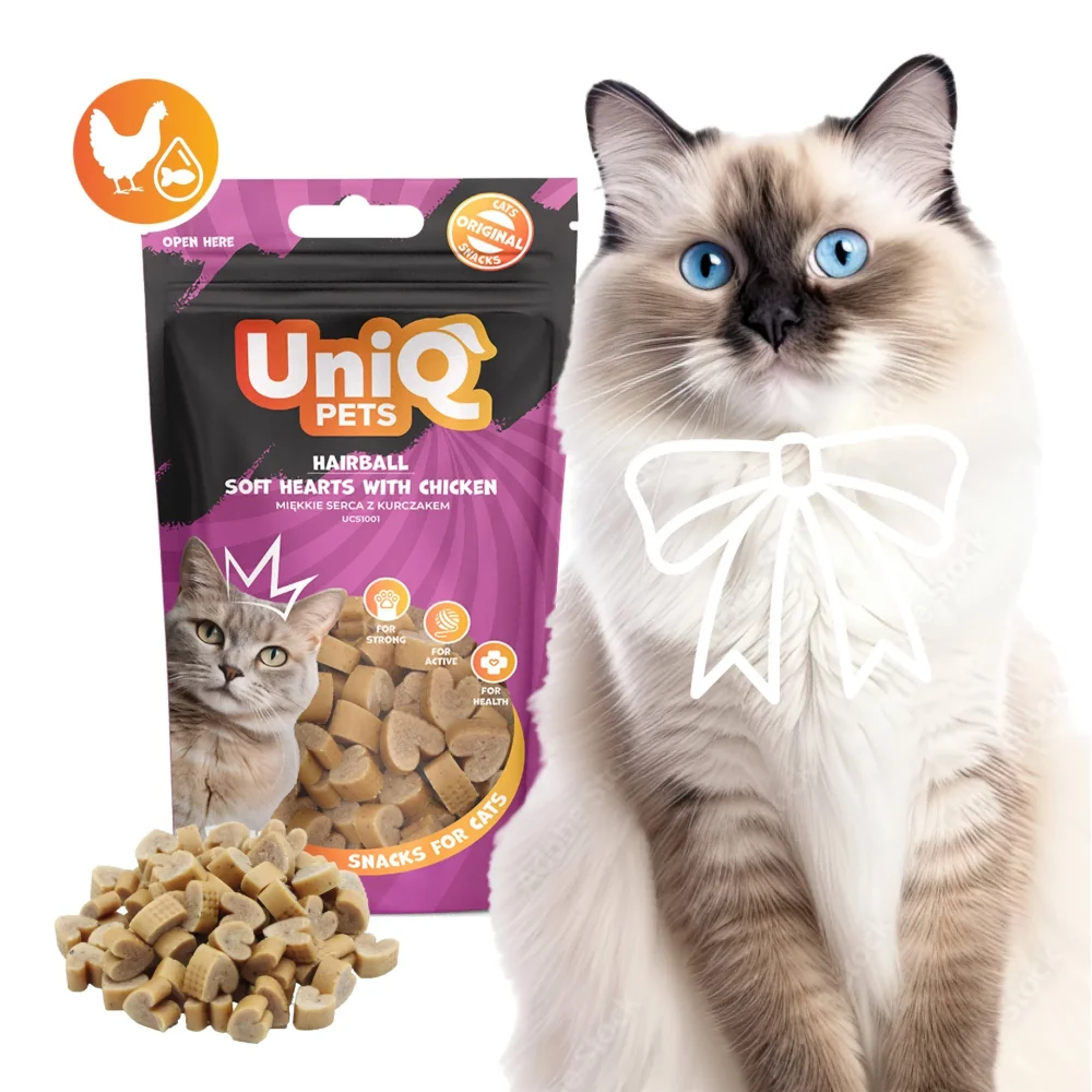 Uniq 50gr Λιχουδιά για Γάτες για Τριχόμπαλες Μαλακές Καρδιές με Κοτόπουλο