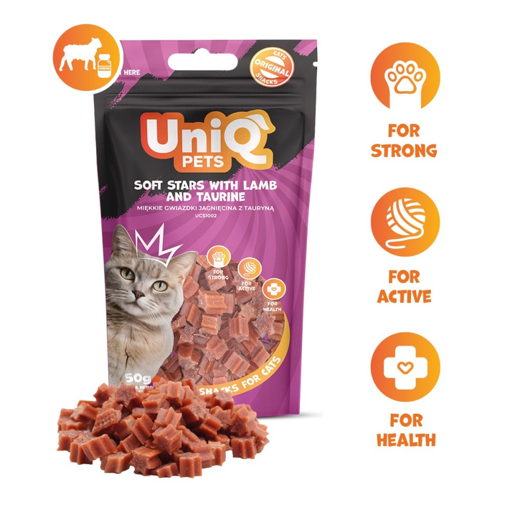 Uniq 50gr Λιχουδιά για Γάτες Μαλακά Αστέρια με Αρνί και Ταυρίνη Uniq 50gr Λιχουδιά για Γάτες Μαλακά Αστέρια με Αρνί και Ταυρίνη