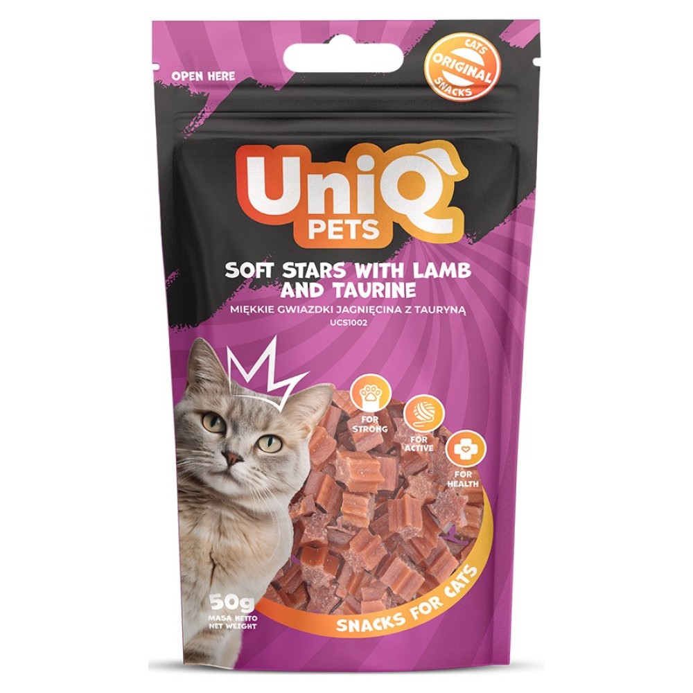 Uniq 50gr Λιχουδιά για Γάτες Μαλακά Αστέρια με Αρνί και Ταυρίνη Uniq 50gr Λιχουδιά για Γάτες Μαλακά Αστέρια με Αρνί και Ταυρίνη