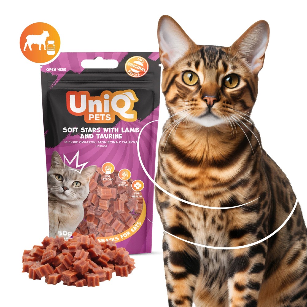 Uniq 50gr Λιχουδιά για Γάτες Μαλακά Αστέρια με Αρνί και Ταυρίνη Uniq 50gr Λιχουδιά για Γάτες Μαλακά Αστέρια με Αρνί και Ταυρίνη