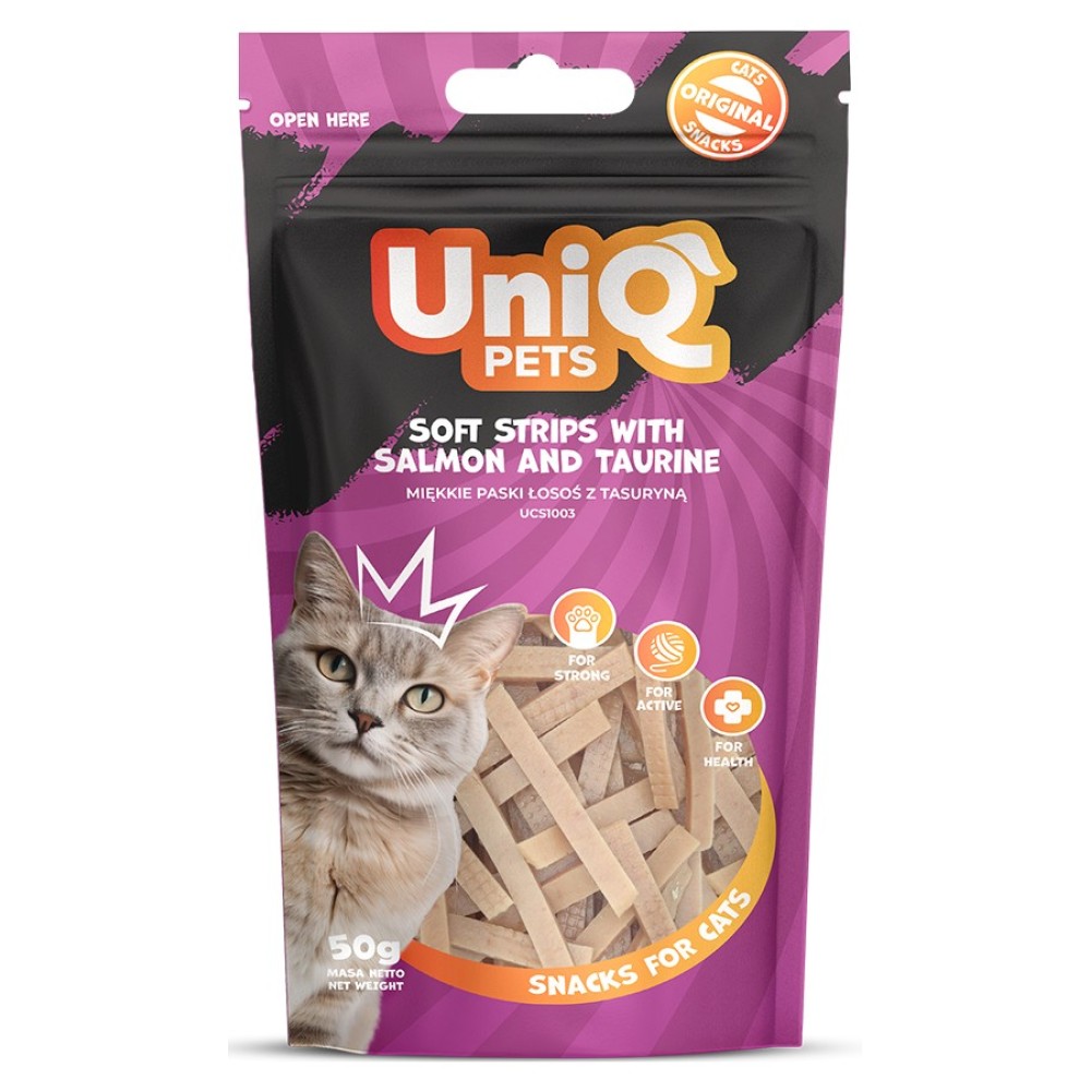Uniq 50gr Λιχουδιά για Γάτες Μαλακές Λωρίδες με Σολομό και Ταυρίνη Uniq 50gr Λιχουδιά για Γάτες Μαλακές Λωρίδες με Σολομό και Ταυρίνη