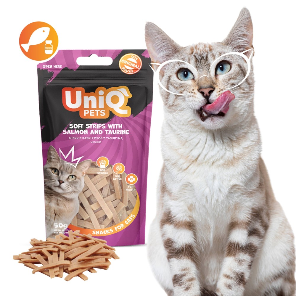 Uniq 50gr Λιχουδιά για Γάτες Μαλακές Λωρίδες με Σολομό και Ταυρίνη Uniq 50gr Λιχουδιά για Γάτες Μαλακές Λωρίδες με Σολομό και Ταυρίνη