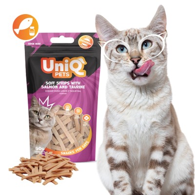 Uniq 50gr Λιχουδιά για Γάτες Μαλακές Λωρίδες με Σολομό και Ταυρίνη Uniq 50gr Λιχουδιά για Γάτες Μαλακές Λωρίδες με Σολομό και Ταυρίνη