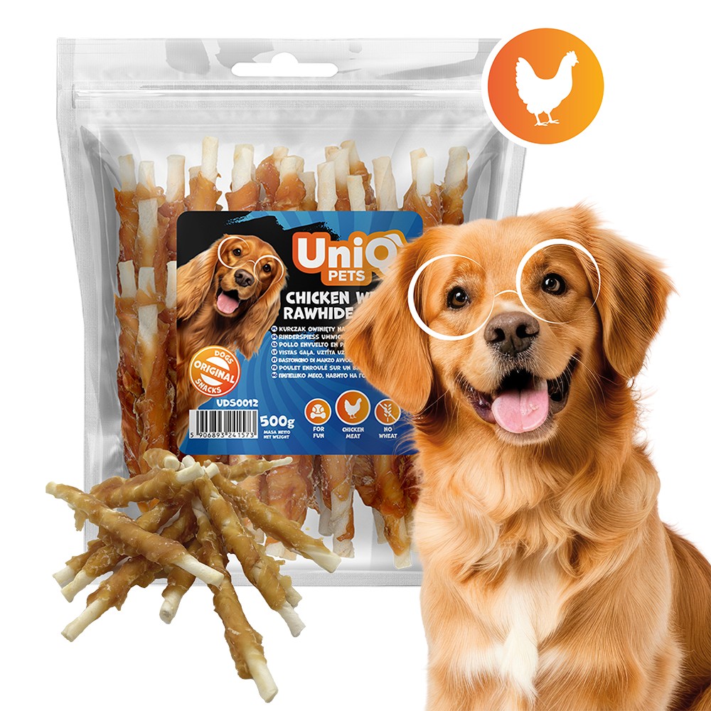 Uniq 500gr Λιχουδιά για Σκύλους Στικς από Δέρμα Τυλιγμένα με Κοτόπουλο Uniq 500gr Λιχουδιά για Σκύλους Στικς από Δέρμα Τυλιγμένα με Κοτόπουλο