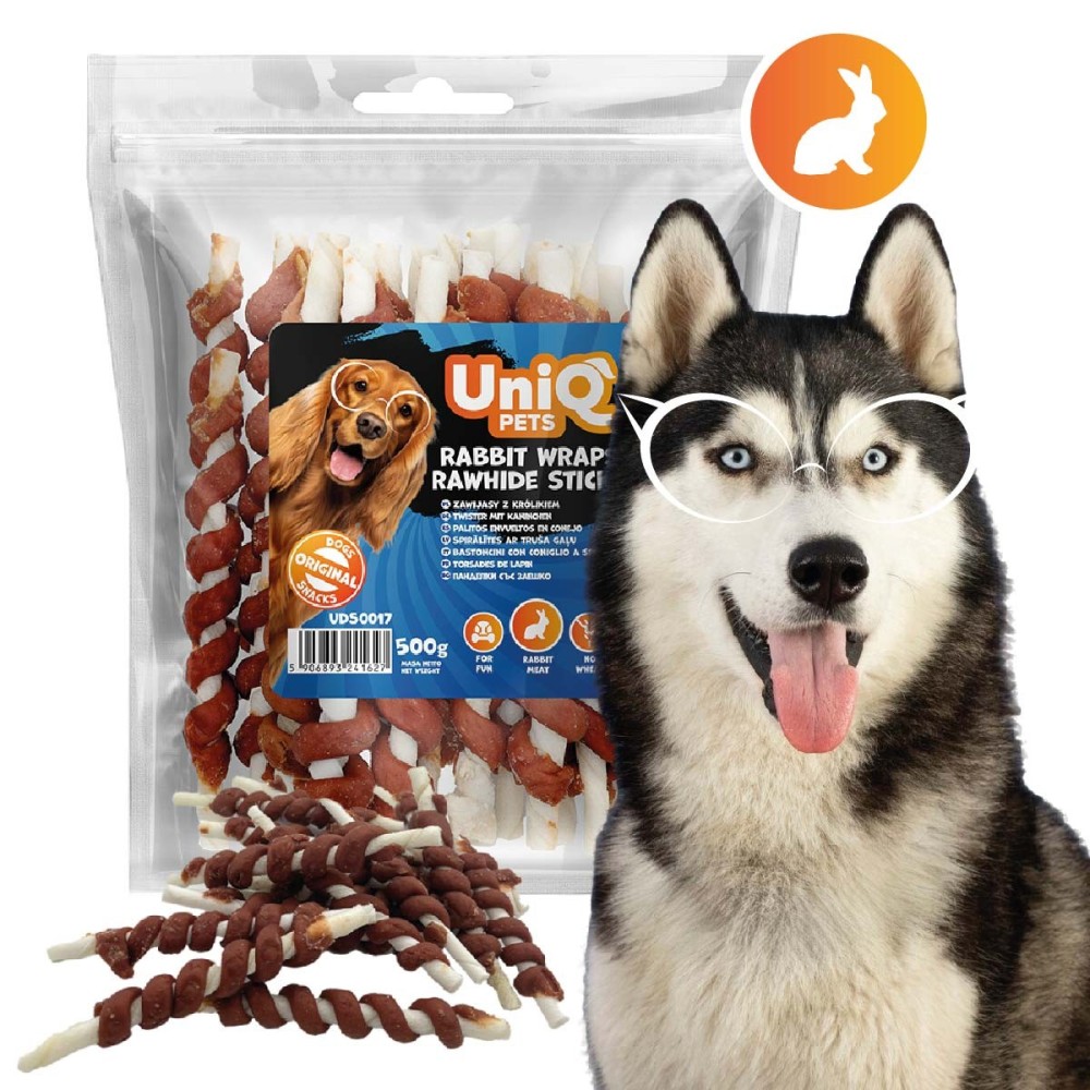 Uniq 500gr Λιχουδιά για Σκύλους Στικς από Δέρμα Τυλιγμένα με Κουνέλι Uniq 500gr Λιχουδιά για Σκύλους Στικς από Δέρμα Τυλιγμένα με Κουνέλι