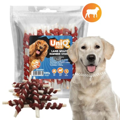 Uniq 500gr Λιχουδιά για Σκύλους Στικς από Δέρμα Τυλιγμένα με Αρνί Uniq 500gr Λιχουδιά για Σκύλους Στικς από Δέρμα Τυλιγμένα με Αρνί
