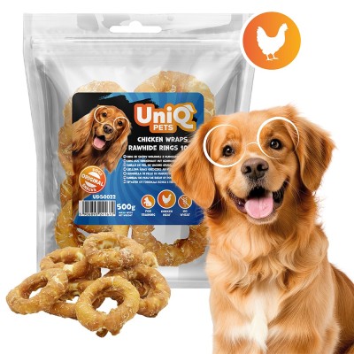 Uniq 500gr Λιχουδιά για Σκύλους Δαχτυλίδια από Δέρμα Τυλιγμένα με Κοτόπουλο 10εκ Uniq 500gr Λιχουδιά για Σκύλους Δαχτυλίδια από Δέρμα Τυλιγμένα με Κοτόπουλο 10εκ