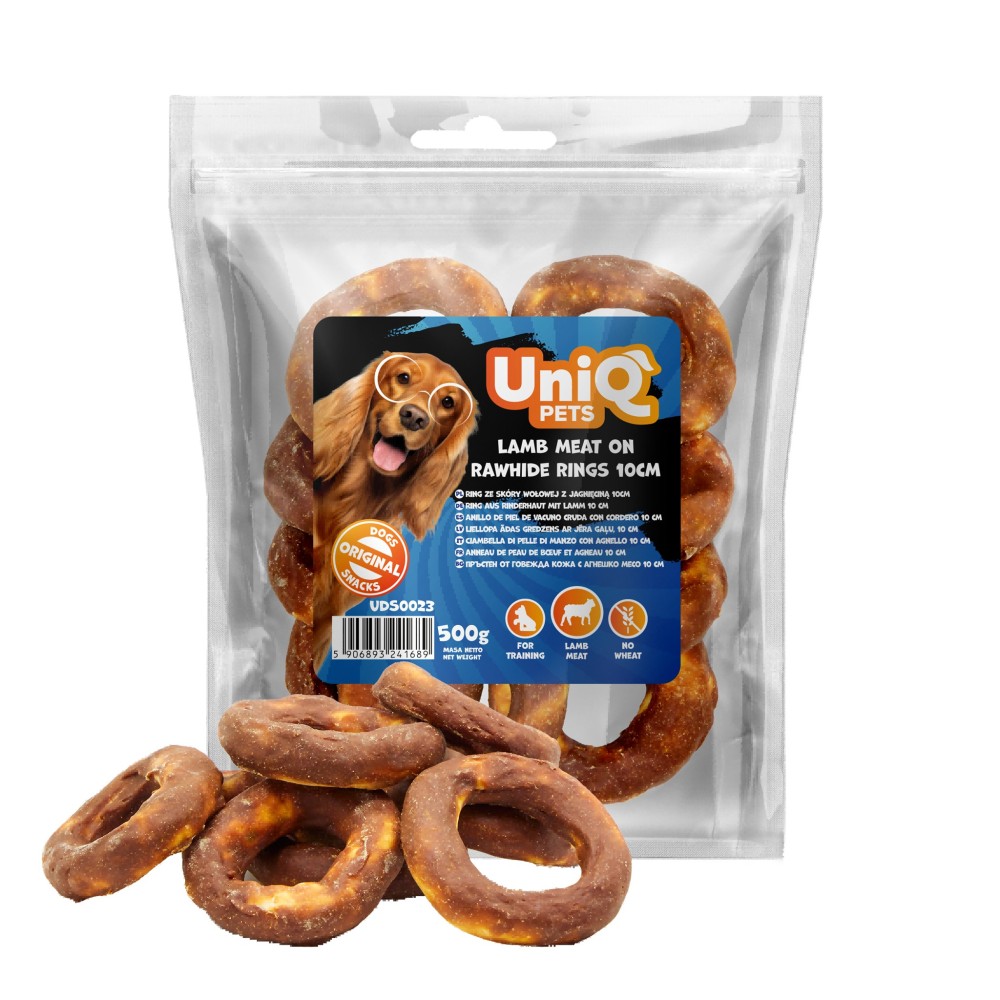 Uniq 500gr Λιχουδιά για Σκύλους Δαχτυλίδια από Δέρμα Τυλιγμένα με Αρνί 10εκ Uniq 500gr Λιχουδιά για Σκύλους Δαχτυλίδια από Δέρμα Τυλιγμένα με Αρνί 10εκ