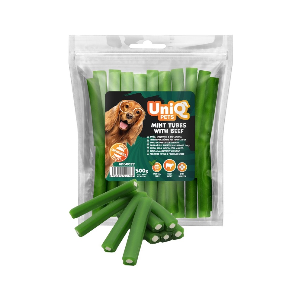Uniq 500gr Λιχουδιά για Σκύλους Μίνι Οδοντιατρικοί Σωλήνες με Μοσχάρι