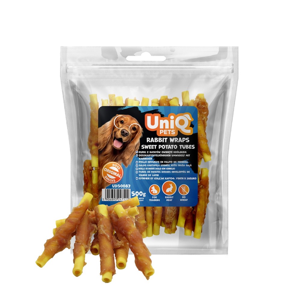 Uniq 500gr Λιχουδιά για Σκύλους Σωλήνες Γλυκοπατάτας Τυλιγμένοι με Κουνέλι Uniq 500gr Λιχουδιά για Σκύλους Σωλήνες Γλυκοπατάτας Τυλιγμένοι με Κουνέλι