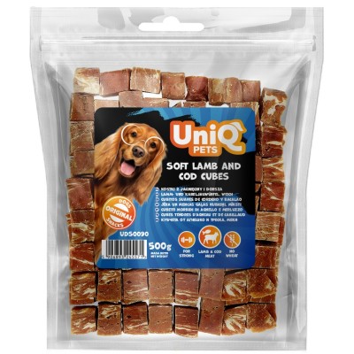 Uniq 500gr Λιχουδιά για Σκύλους Μαλακά Κυβάκια Αρνιού και Μπακαλιάρου Uniq 500gr Λιχουδιά για Σκύλους Μαλακά Κυβάκια Αρνιού και Μπακαλιάρου