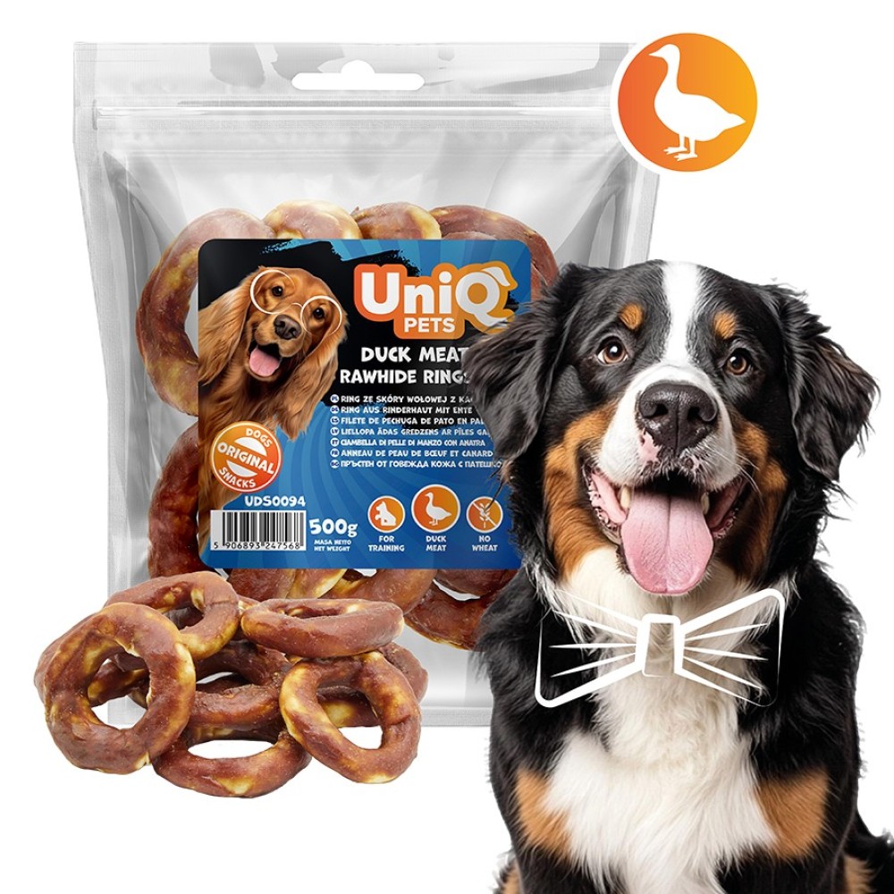 Uniq 500gr Λιχουδιά για Σκύλους Δαχτυλίδια από Δέρμα Τυλιγμένα με Πάπια Uniq 500gr Λιχουδιά για Σκύλους Δαχτυλίδια από Δέρμα Τυλιγμένα με Πάπια