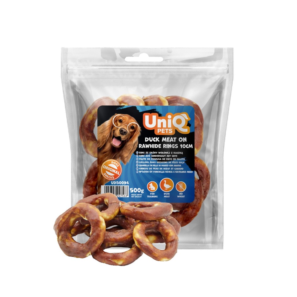Uniq 500gr Λιχουδιά για Σκύλους Δαχτυλίδια από Δέρμα Τυλιγμένα με Πάπια Uniq 500gr Λιχουδιά για Σκύλους Δαχτυλίδια από Δέρμα Τυλιγμένα με Πάπια