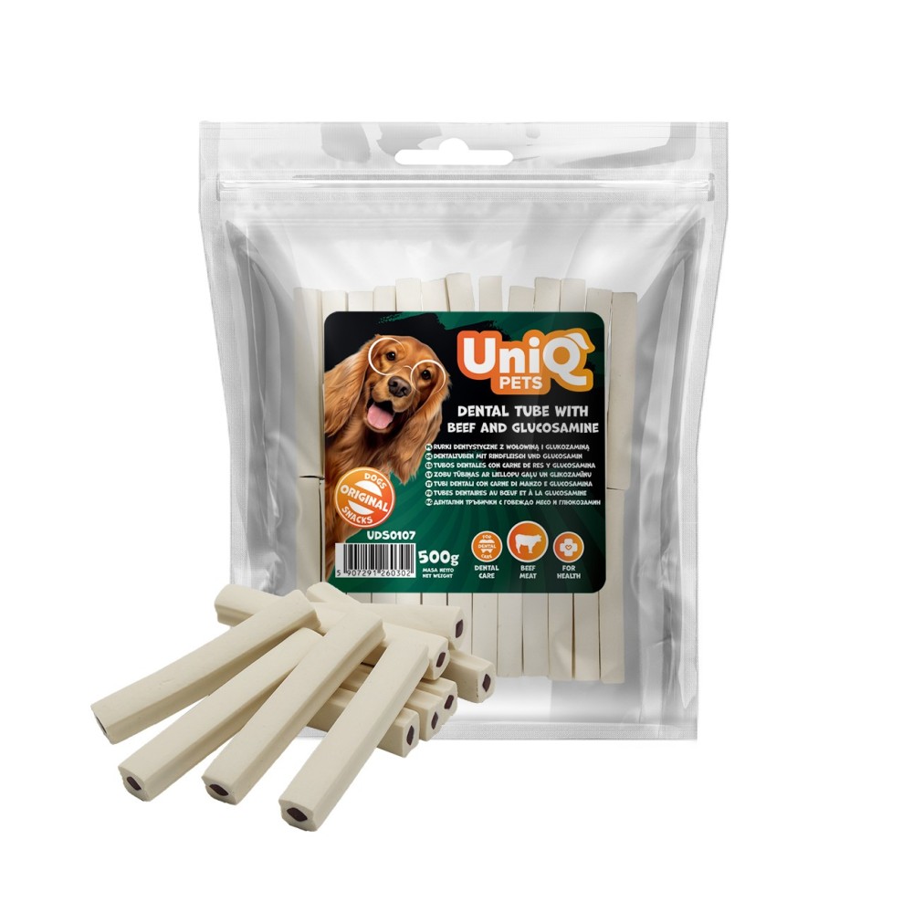 Uniq 500gr Λιχουδιά για Σκύλους Οδοντιατρικός σωλήνας με βοδινό κρέας και γλυκοζαμίνη Uniq 500gr Λιχουδιά για Σκύλους Οδοντιατρικός σωλήνας με βοδινό κρέας και γλυκοζαμίνη