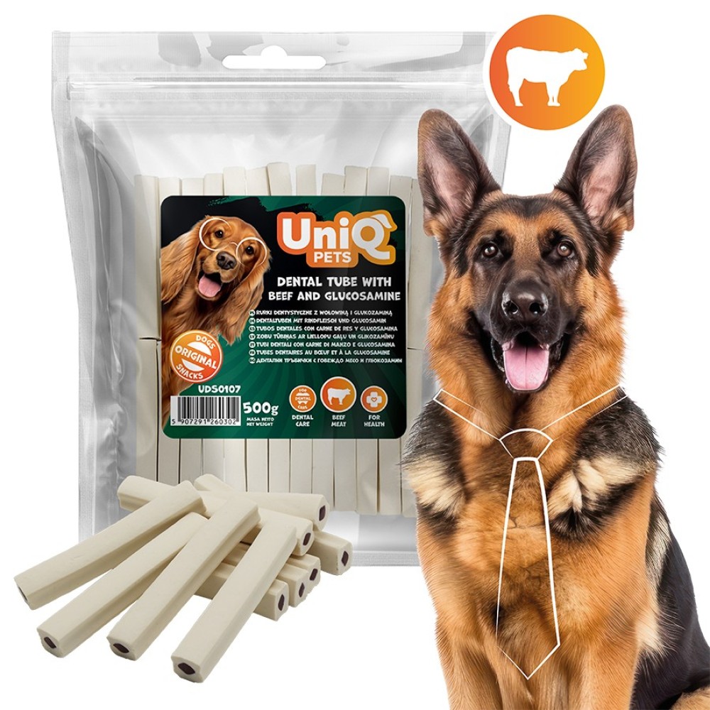 Uniq 500gr Λιχουδιά για Σκύλους Οδοντιατρικός σωλήνας με βοδινό κρέας και γλυκοζαμίνη Uniq 500gr Λιχουδιά για Σκύλους Οδοντιατρικός σωλήνας με βοδινό κρέας και γλυκοζαμίνη