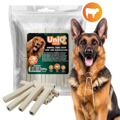 Uniq 500gr Λιχουδιά για Σκύλους Οδοντιατρικός σωλήνας με βοδινό κρέας και γλυκοζαμίνη Uniq 500gr Λιχουδιά για Σκύλους Οδοντιατρικός σωλήνας με βοδινό κρέας και γλυκοζαμίνη