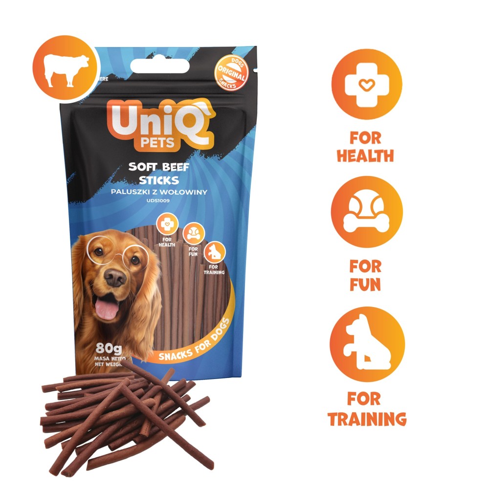 Uniq 80gr Λιχουδιά για Σκύλους Μαλακά Στικς με Μοσχάρι