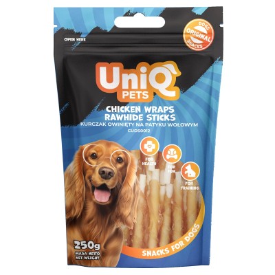 Uniq 250gr Λιχουδιά για Σκύλους Στικς από Δέρμα Κοτόπουλου Τυλιγμένα με Κοτόπουλο Uniq 250gr Λιχουδιά για Σκύλους Στικς από Δέρμα Κοτόπουλου Τυλιγμένα με Κοτόπουλο