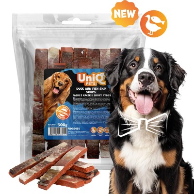 Uniq 500gr Λιχουδιά για Σκύλους Λωρίδες με Πάπια και Δέρμα Ψαριού