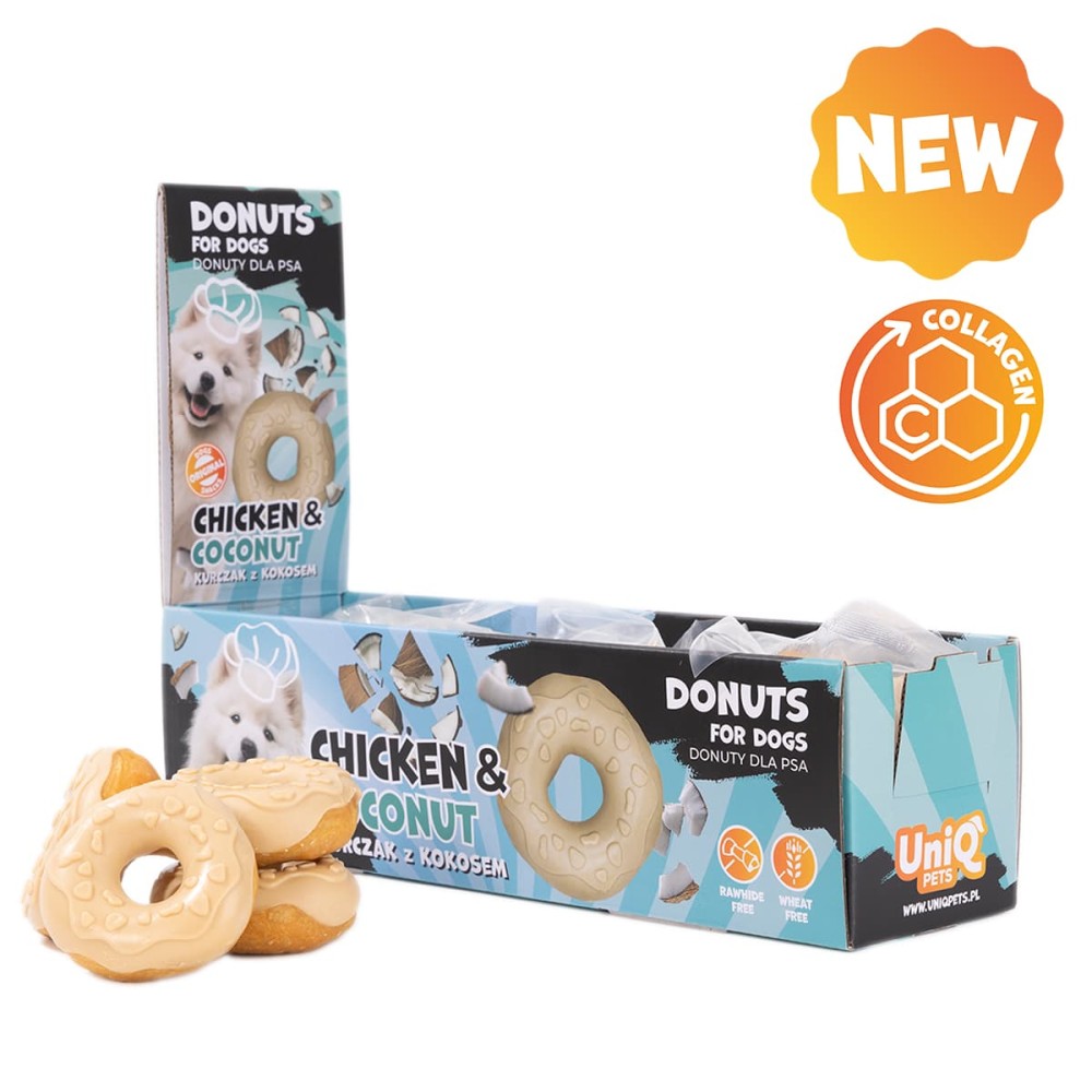 Uniq 50gr Λιχουδιά για Σκύλους Donut Κολλαγόνου με Κοτόπουλο και Καρύδα 7εκ. 10τμχ