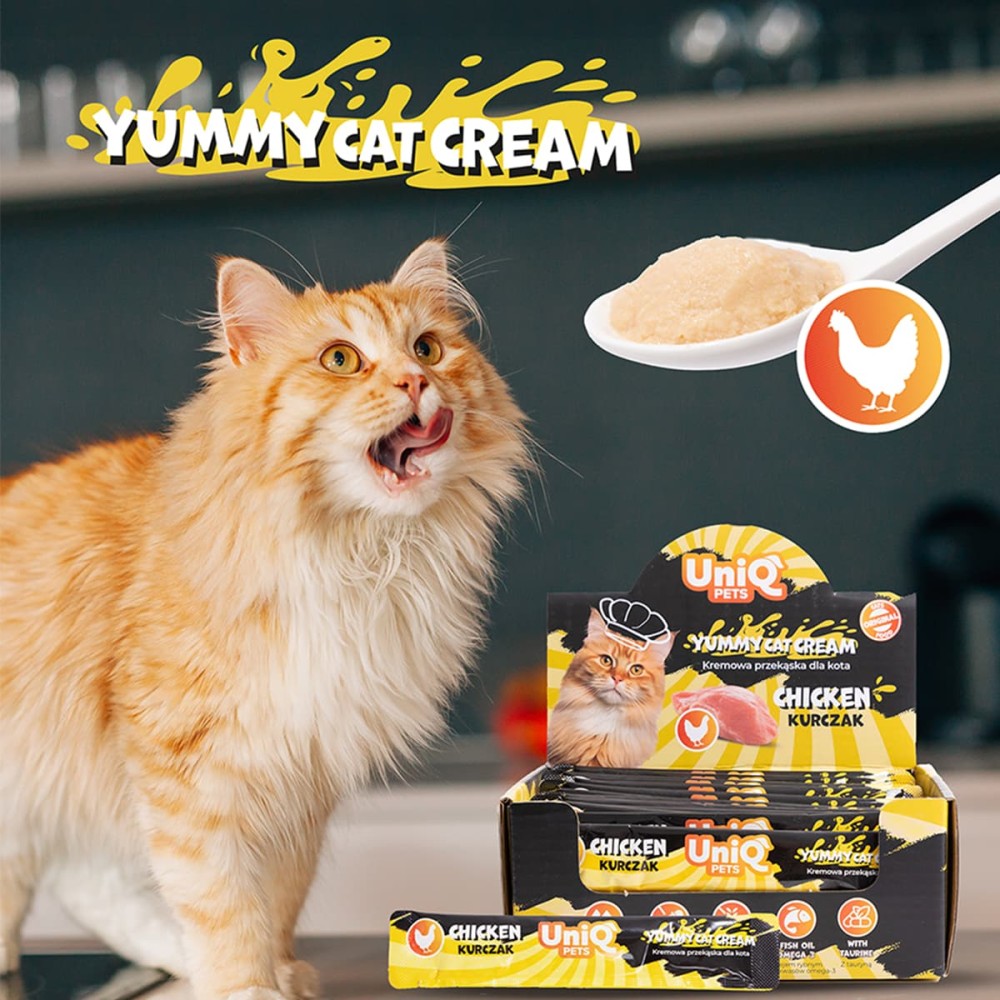 Uniq Yummy Cat Cream 15gr για Γάτες με Κοτόπουλο 50τμχ