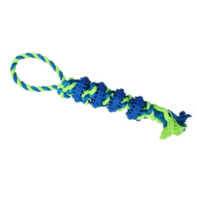 Uniq Παιχνίδι για Σκύλους από Σχοινί και Πλαστικούς Δίσκους Μασητικούς Με Γεύση Μέντα Μπλε 38εκ.