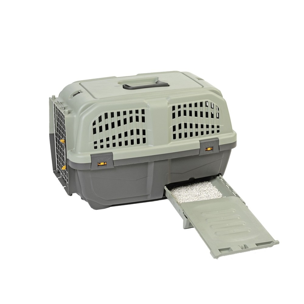 Uniq Pets Κλουβί Μεταφοράς Γάτας Για Ταξίδι Χωρίς Bpa (Δισφαινόλη) Γκρι με Λεκάνη Άμμου Γάτας