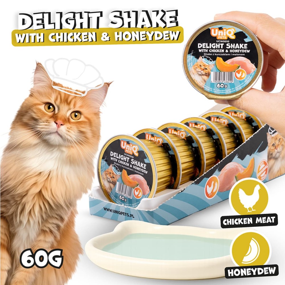 Uniq Delight Shake 60gr για Γάτες με Κοτόπουλο και Πεπόνι σε Τασάκι 6τμχ