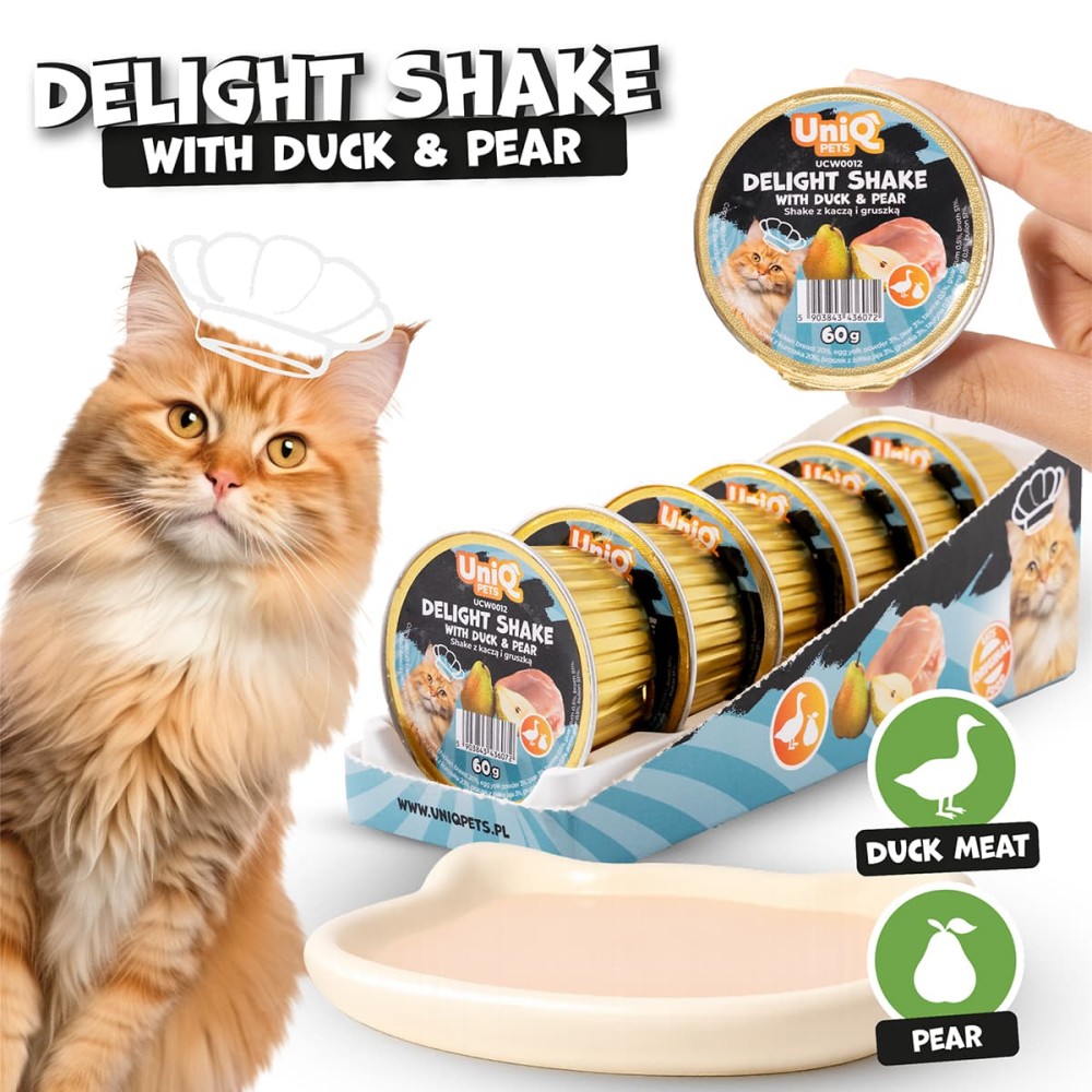 Uniq Delight Shake 60gr για Γάτες με Πάπια και Αχλάδι σε Τασάκι 6τμχ