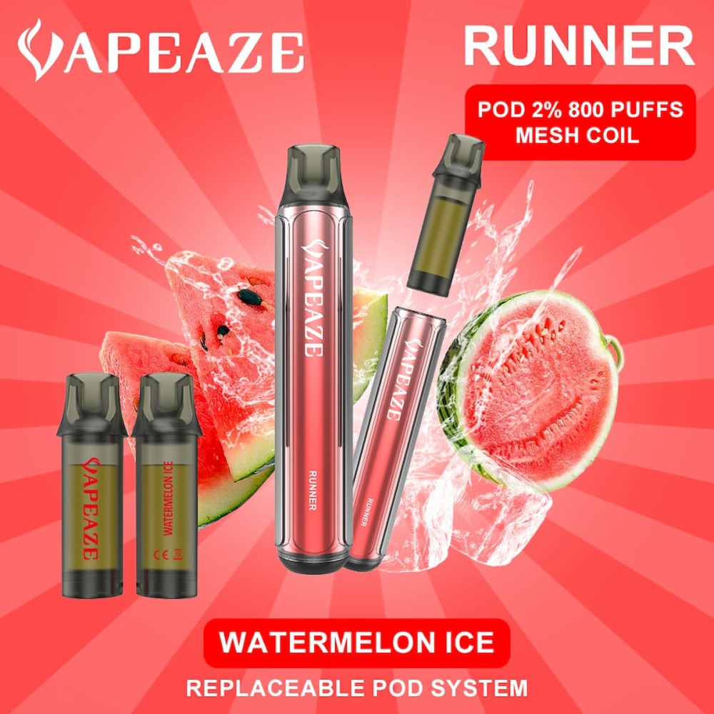 Vapeaze-Runner Pod Αναπλήρωσης 800 Puffs 2% Νικοτίνη Watermelon Ice