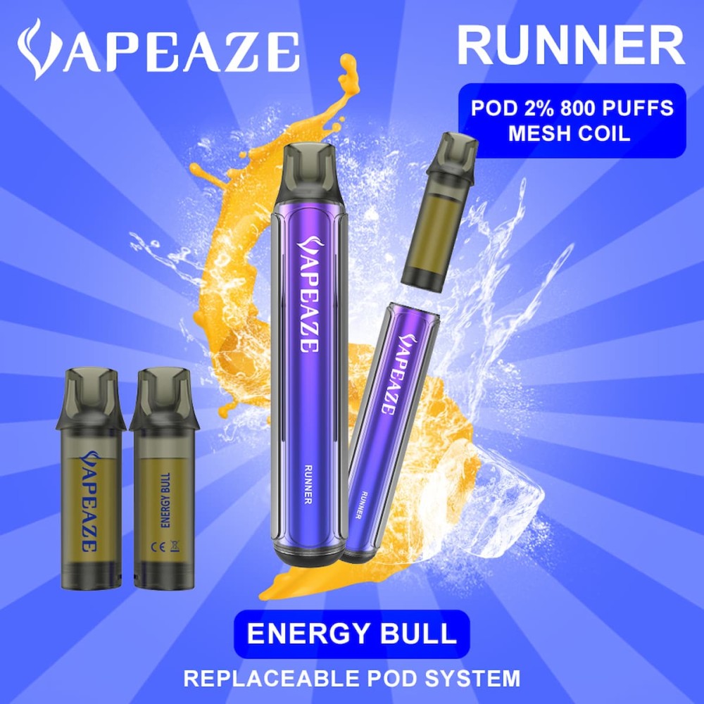 Vapeaze-Runner Pod Αναπλήρωσης 800 Puffs 2% Νικοτίνη Energy Bull