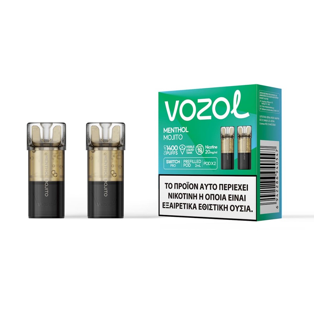 Vozol Switch Pro 700 Προγεμισμένα Pods Menthol Mojito 2 τεμ