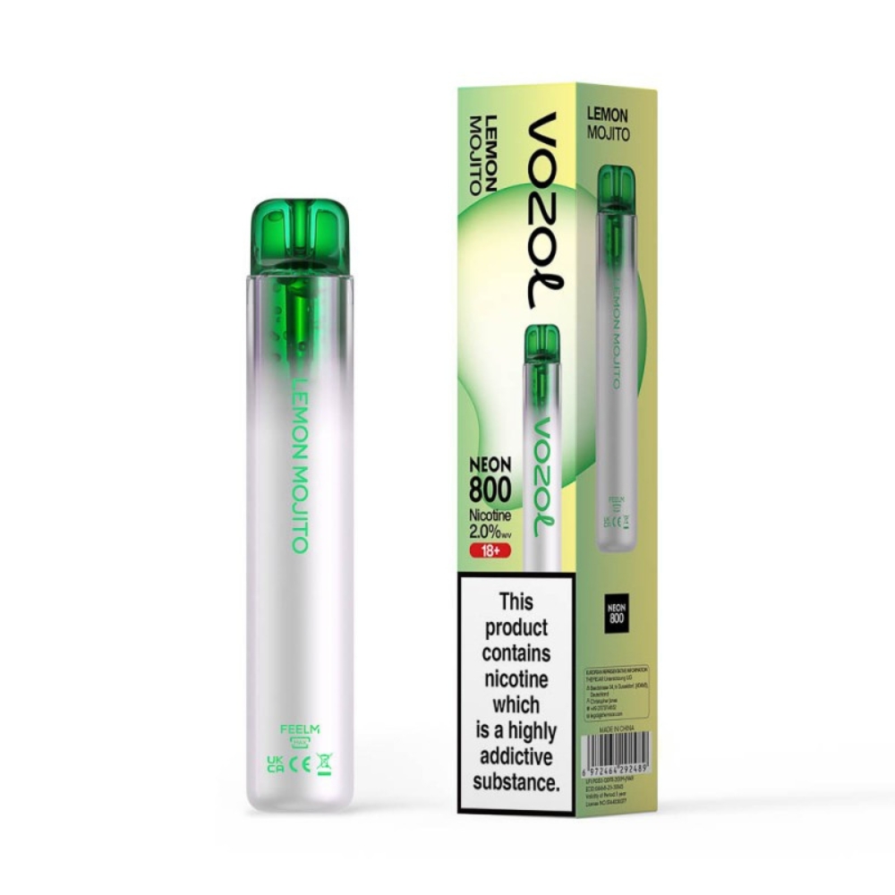 Vozol Neon 800 Vape μιας χρήσης 2ml 2% mg 800 puffs Lemon Mojito