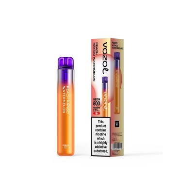 Vozol Neon 800 Vape μιας χρήσης 2ml 2% mg 800 puffs Peach Mango Watermelon