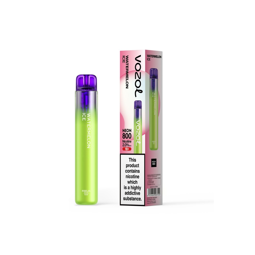 Vozol Neon 800 Vape μιας χρήσης 2ml 2% nic 800 puff Watermelon Ice